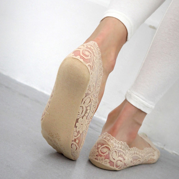 Summer  Girl Silica Gel Lace Boat Socks Invisible Cotton Sole Non-slip Antiskid Slippers Anti-Slip Sock