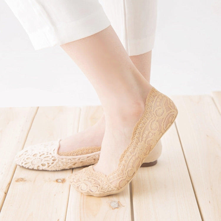 Summer  Girl Silica Gel Lace Boat Socks Invisible Cotton Sole Non-slip Antiskid Slippers Anti-Slip Sock
