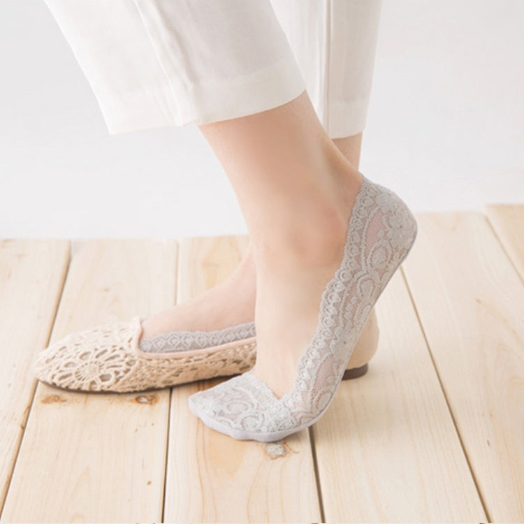 Summer  Girl Silica Gel Lace Boat Socks Invisible Cotton Sole Non-slip Antiskid Slippers Anti-Slip Sock