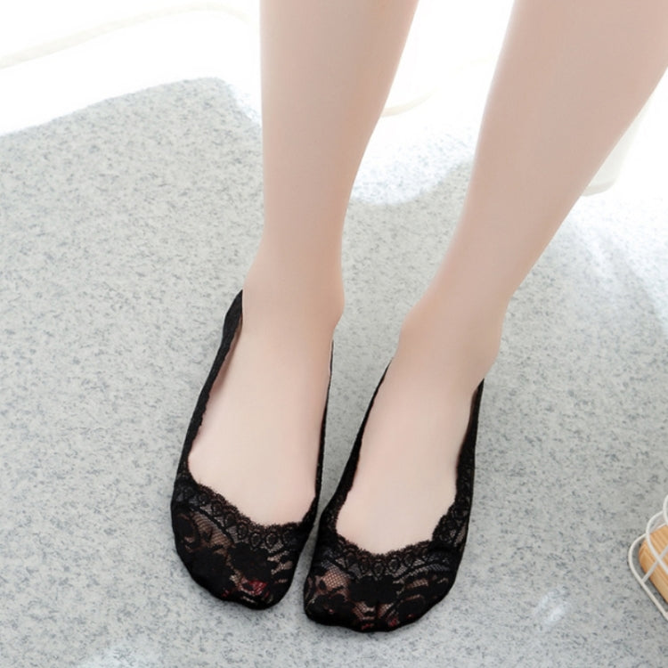 5 Pairs Summer women Silicon Lace Boat Socks Invisible Cotton Sole Non-slip Sock