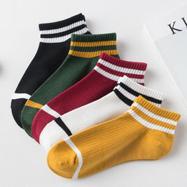 20 Pairs College Wind Striped Boat Socks Women Casual Cute Socks