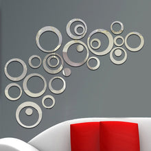 Load image into Gallery viewer, 24 PCS 3D DIY Circles Decoration Mirror Wall Stickers for TV Background Home Decor Acrylic Decor Wall Art