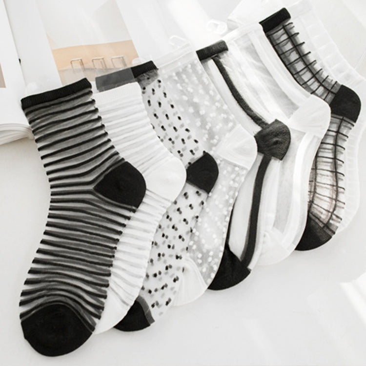 10 Pairs Sexy Lace Mesh Fiber Transparent Stretch Socks