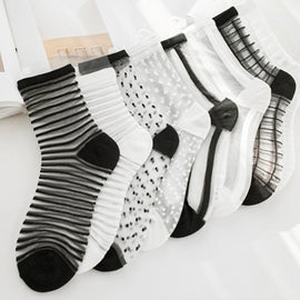 10 Pairs Sexy Lace Mesh Fiber Transparent Stretch Socks
