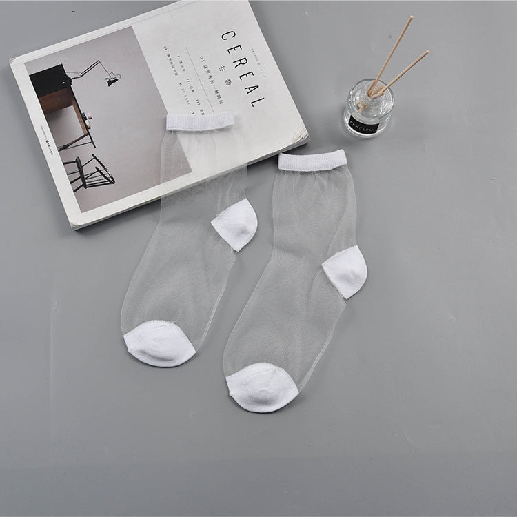 10 Pairs Sexy Lace Mesh Fiber Transparent Stretch Socks
