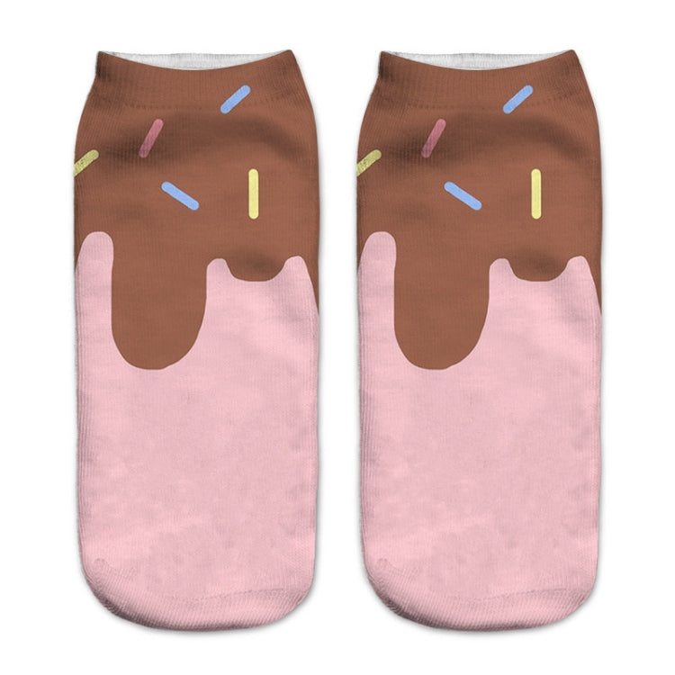 12 PairsFood And Fruit Print 3D Kawaii Socks