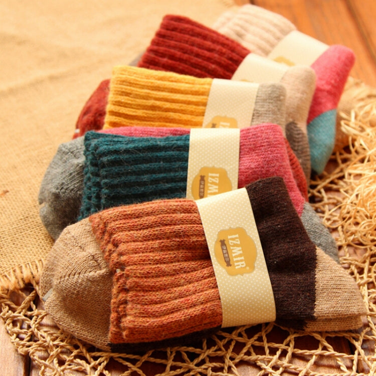 5 Pairs Winter Vintage Rabbit Wool Socks Thicken Patchwork Cotton Socks