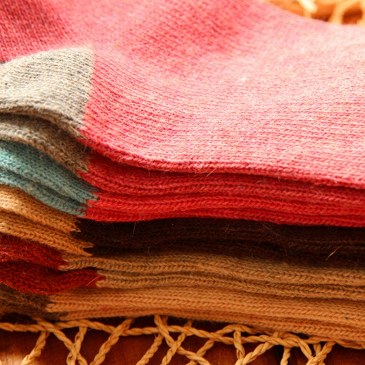5 Pairs Winter Vintage Rabbit Wool Socks Thicken Patchwork Cotton Socks