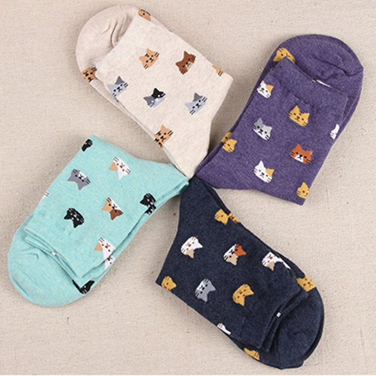 Animal Cartoon Cat Lovely for Women Cotton Socks
