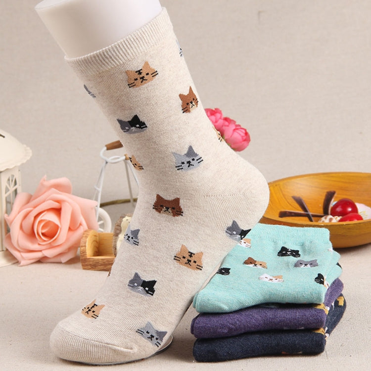 Animal Cartoon Cat Lovely for Women Cotton Socks