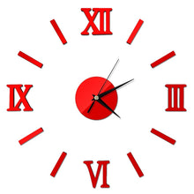 Load image into Gallery viewer, Modern DIY Indoor Roman Wall Clock Mirror Effect 3D Wall Sticker