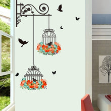 Load image into Gallery viewer, Birdcage Flower Flying Living Room Nursery Room Wall Stickers Vinyl Wall Decals Wall Sticker