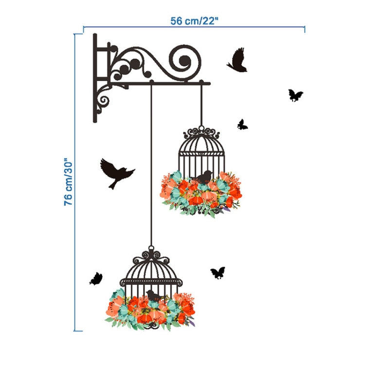 Birdcage Flower Flying Living Room Nursery Room Wall Stickers Vinyl Wall Decals Wall Sticker
