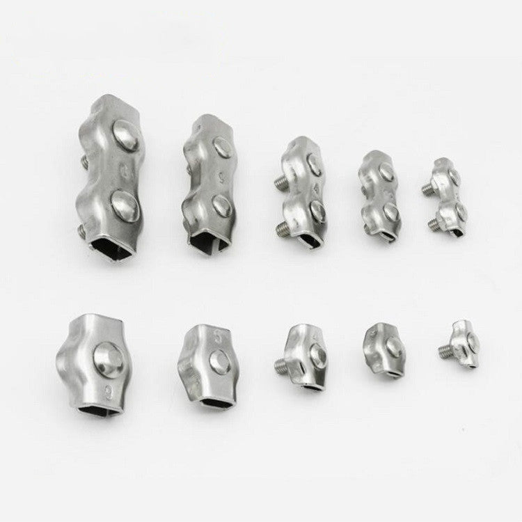 304 Stainless Steel Plate Single Clip Double Clamp Wire Rope Clamp, M2 Double Clip, M3 Double Clip, M4 Double Clip, M5 Double Clip, M6 Double Clip, M8 Double Clip, M10 Double Clip, M2 Single Clip, M3 Single Clip, M4 Single Clip, M5 Single Clip         ...