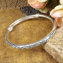 Load image into Gallery viewer, Bohemian Vintage Retro Silver Bangles Women Classic Handmade Tibetan Silver Carved Plum Cuff Bracelets
