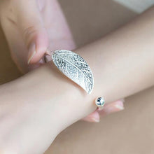 Load image into Gallery viewer, Leaf Cuff Open Bracelets Bangles Women Vintage Silver Jewelry Luxury Bracelet