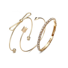Load image into Gallery viewer, Gold Color Leaf Snowflake Deer Antlers Open Adjustable Cuff Bangles Set For Women
