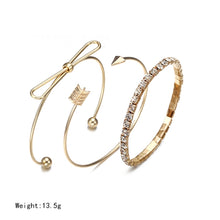 Load image into Gallery viewer, Gold Color Leaf Snowflake Deer Antlers Open Adjustable Cuff Bangles Set For Women