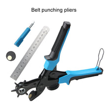 Load image into Gallery viewer, Multifunctional Belt Hole Puncher with 6 Holes Leather Hole Punch for Leather Belts Cards Paper Fabric, Red, Blue