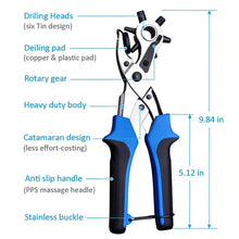 Load image into Gallery viewer, Multifunctional Belt Hole Puncher with 6 Holes Leather Hole Punch for Leather Belts Cards Paper Fabric, Red, Blue