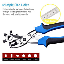 Load image into Gallery viewer, Multifunctional Belt Hole Puncher with 6 Holes Leather Hole Punch for Leather Belts Cards Paper Fabric, Red, Blue