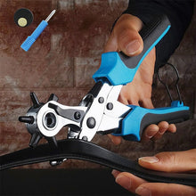 Load image into Gallery viewer, Multifunctional Belt Hole Puncher with 6 Holes Leather Hole Punch for Leather Belts Cards Paper Fabric, Red, Blue