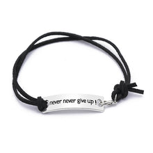 Load image into Gallery viewer, Never Give Up Bracelets Simple Leather Velvet Letter Persistence Bracelet