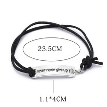 Load image into Gallery viewer, Never Give Up Bracelets Simple Leather Velvet Letter Persistence Bracelet