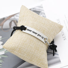 Load image into Gallery viewer, Never Give Up Bracelets Simple Leather Velvet Letter Persistence Bracelet
