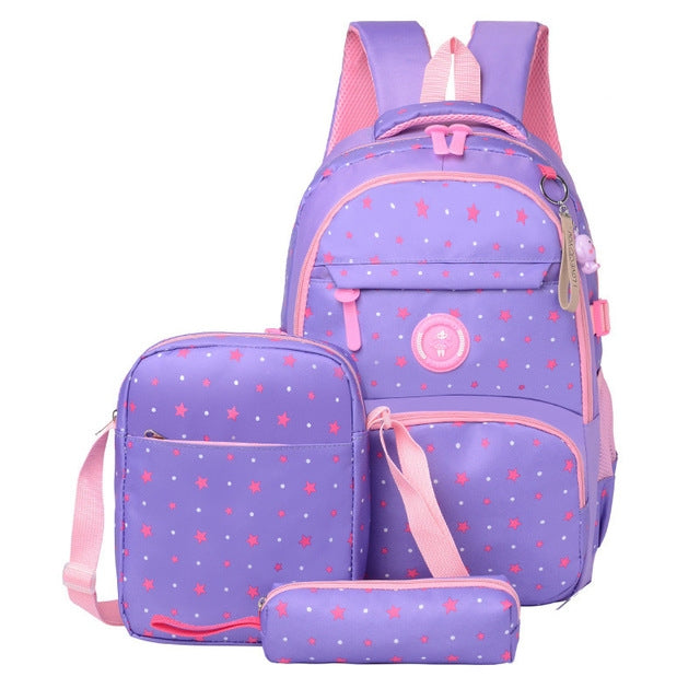 3 PSC/Sets Fashion School Backpack for Teenagers Girls