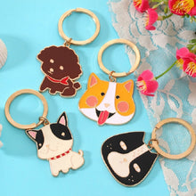 Load image into Gallery viewer, 4 PCS Cartoon Animal Head Keychain Car Metal Ornament Key Ring, Black Cat, Corgi, Bulldog, Teddy