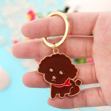 Load image into Gallery viewer, 4 PCS Cartoon Animal Head Keychain Car Metal Ornament Key Ring, Black Cat, Corgi, Bulldog, Teddy