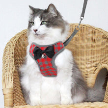 Load image into Gallery viewer, Adjustable Bow Plaid Vest Lead Pull Rope Leash for Cat Dog Pet, Red, Blue, Gray, Pink, Yellow