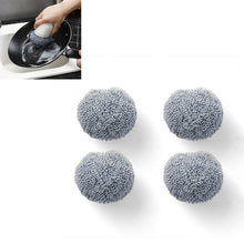 Load image into Gallery viewer, Polyester Cleaning Ball Household Handle Cleaning Brush Kitchen Short Handle Dishwashing Pot Brush, White, Blue, 4 Replacement Heads