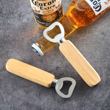 Load image into Gallery viewer, 2 PCS Stainless Steel Beer Bottle Opener with Rubber Wood Handle Creative Gift Soda Bottle Driver, Beer Bottle Opener with Handle