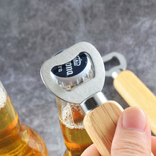 Load image into Gallery viewer, 2 PCS Stainless Steel Beer Bottle Opener with Rubber Wood Handle Creative Gift Soda Bottle Driver, Beer Bottle Opener with Handle