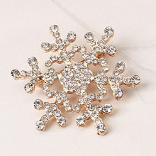 Load image into Gallery viewer, Fashion Water Drill Christmas Snowflake Brooch, Gold, Silver