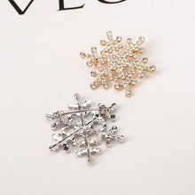 Load image into Gallery viewer, Fashion Water Drill Christmas Snowflake Brooch, Gold, Silver