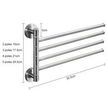 Load image into Gallery viewer, Stainless Steel Towel Bar Rotating Towel Rack Bathroom Kitchen Wall-mounted Towel Polished Rack Holder, Brushed Two Poles, Brushed Three Poles, Brushed Four Poles, Brushed Five Poles, Black Brushed Four Poles, Black Brushed Five Poles