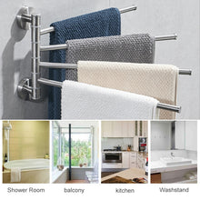 Load image into Gallery viewer, Stainless Steel Towel Bar Rotating Towel Rack Bathroom Kitchen Wall-mounted Towel Polished Rack Holder, Brushed Two Poles, Brushed Three Poles, Brushed Four Poles, Brushed Five Poles, Black Brushed Four Poles, Black Brushed Five Poles