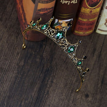 Load image into Gallery viewer, Vintage Small Baroque Green Crystal Tiaras Crowns for Women Girls Bride Wedding Hair Jewelry Accessories