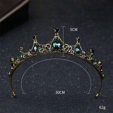 Load image into Gallery viewer, Vintage Small Baroque Green Crystal Tiaras Crowns for Women Girls Bride Wedding Hair Jewelry Accessories