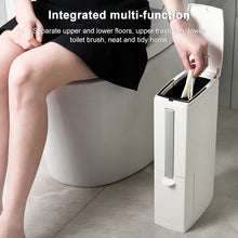 Load image into Gallery viewer, Bathroom Toilet Toilet Brush Integrated Pressing Open Lid Square Trash Can Set with Brush