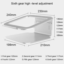 Load image into Gallery viewer, Height Adjustable Aluminum Alloy Laptop Cooling Stand 360 Rotation Ergonomic 10-17 inch Notebook Holder for MacBook Air Pro, 360 Rotation