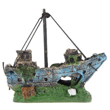 Load image into Gallery viewer, Pirate Ship Rotten Boat Small Net Boat Aquarium Landscaping Fish Tank Glass Cylinder Scene, Pirate Ship