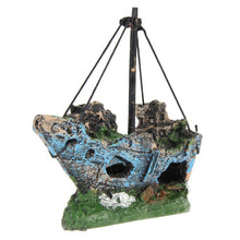 Load image into Gallery viewer, Pirate Ship Rotten Boat Small Net Boat Aquarium Landscaping Fish Tank Glass Cylinder Scene, Pirate Ship