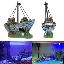 Load image into Gallery viewer, Pirate Ship Rotten Boat Small Net Boat Aquarium Landscaping Fish Tank Glass Cylinder Scene, Pirate Ship