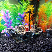 Load image into Gallery viewer, Pirate Ship Rotten Boat Small Net Boat Aquarium Landscaping Fish Tank Glass Cylinder Scene, Pirate Ship