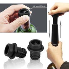 Load image into Gallery viewer, Red Wine Vacuum Pump Freshener Silicone Wine Stopper Set, Black Pump 2 Stoppers (OPP Bag), Black Pump 2 Stoppers (Box), 2 Stoppers Three Holes (OPP Bag), Black Pump Three-piece Box