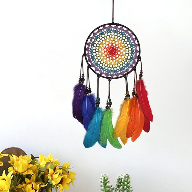 Creative Hand-Woven Crafts Colorful Dream Catcher Home Car Wall Hanging Decoration